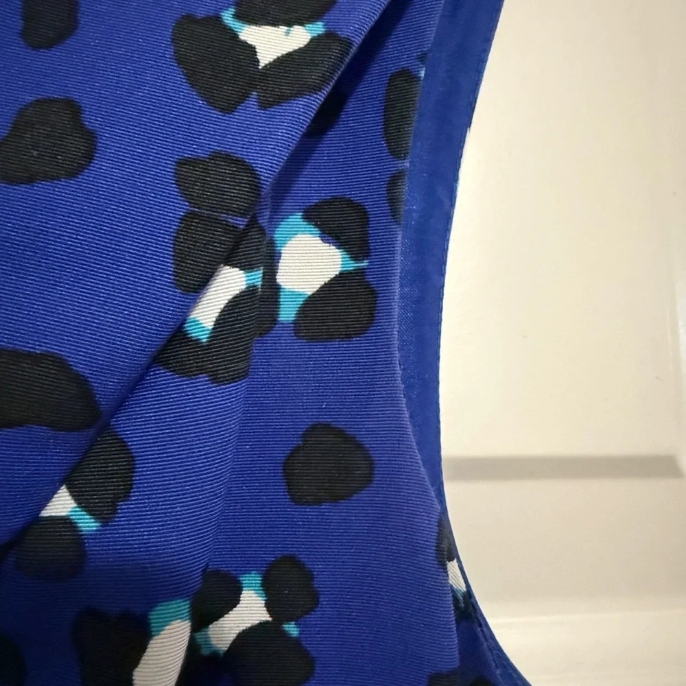 Kate Spade NY Dawson Cyber Cheetah Print Dress Blue V-Neck Pockets Like New 8 - Picture 6 of 9